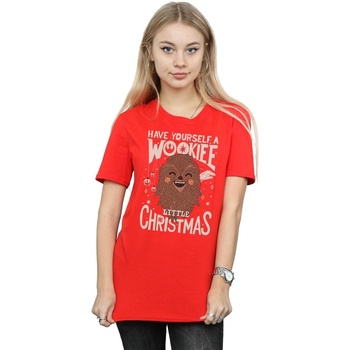 Abbigliamento Donna T-shirts a maniche lunghe Disney Wookiee Little Christmas Rosso