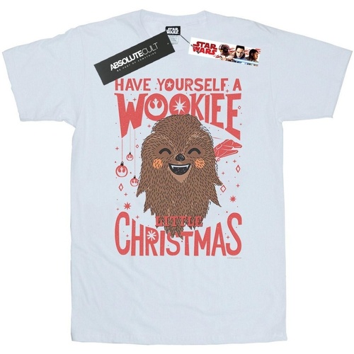 Abbigliamento Donna T-shirts a maniche lunghe Disney Wookiee Little Christmas Bianco
