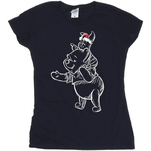 Abbigliamento Donna T-shirts a maniche lunghe Disney Winnie The Pooh Piglet Christmas Blu