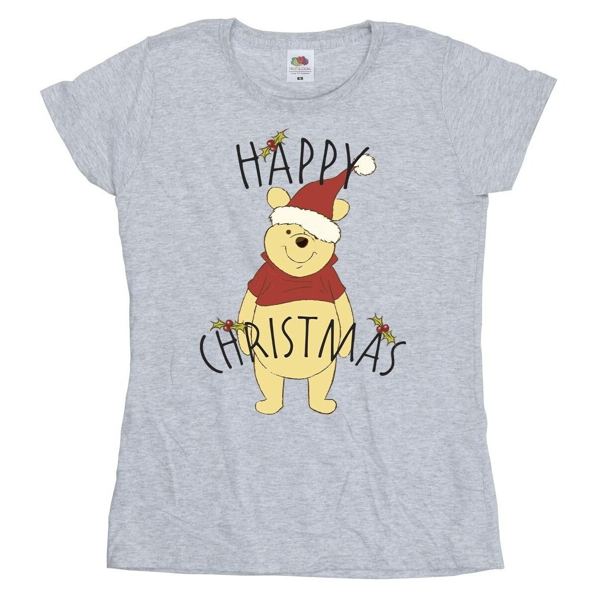 Abbigliamento Donna T-shirts a maniche lunghe Disney Winnie The Pooh Happy Christmas Holly Grigio