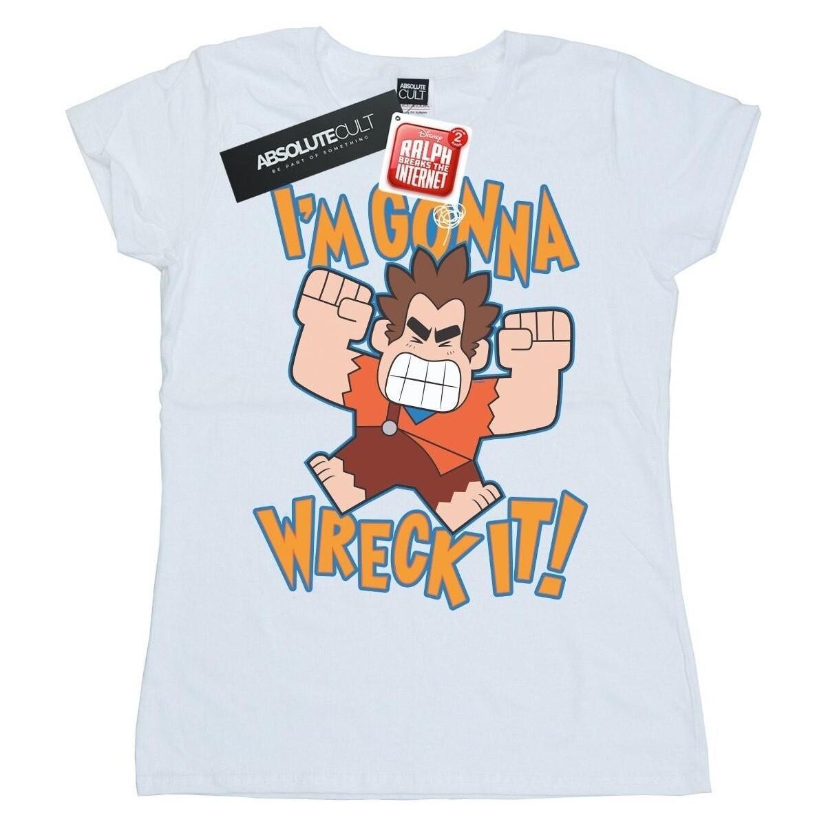 Abbigliamento Donna T-shirts a maniche lunghe Disney Wreck It Ralph I'm Gonna Wreck It Bianco