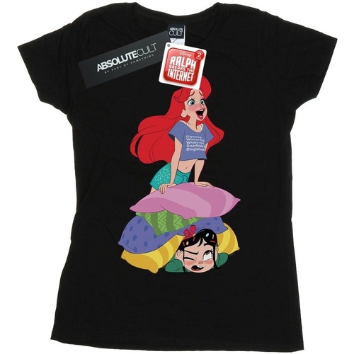Abbigliamento Donna T-shirts a maniche lunghe Disney Wreck It Ralph Ariel And Vanellope Nero