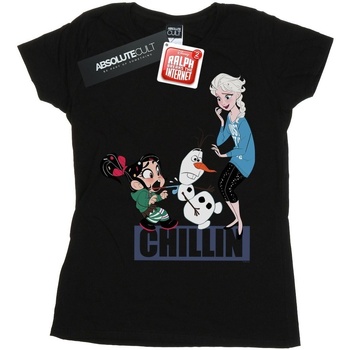Abbigliamento Donna T-shirts a maniche lunghe Disney Wreck It Ralph Elsa And Vanellope Nero