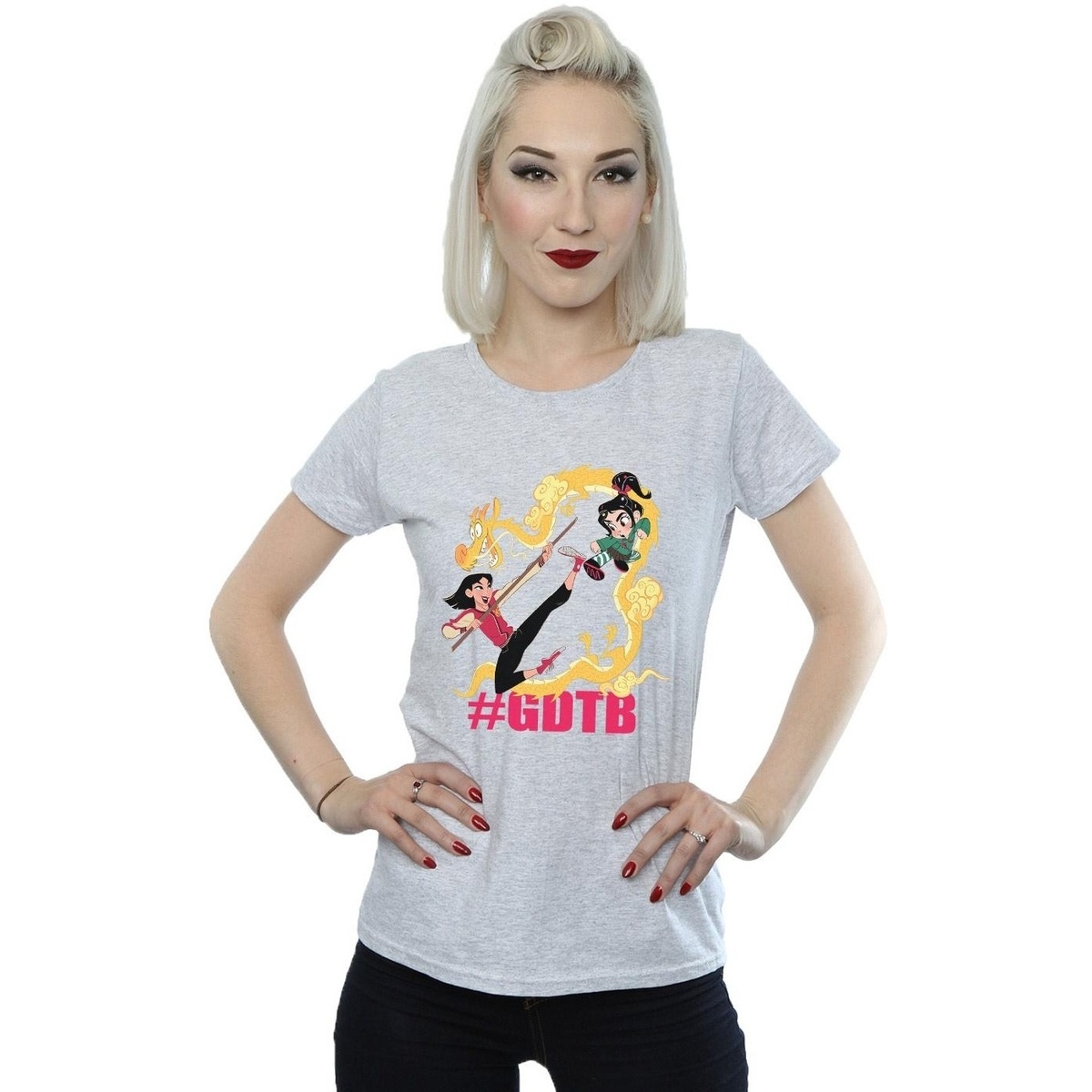 Abbigliamento Donna T-shirts a maniche lunghe Disney Wreck It Ralph Mulan And Vanellope Grigio