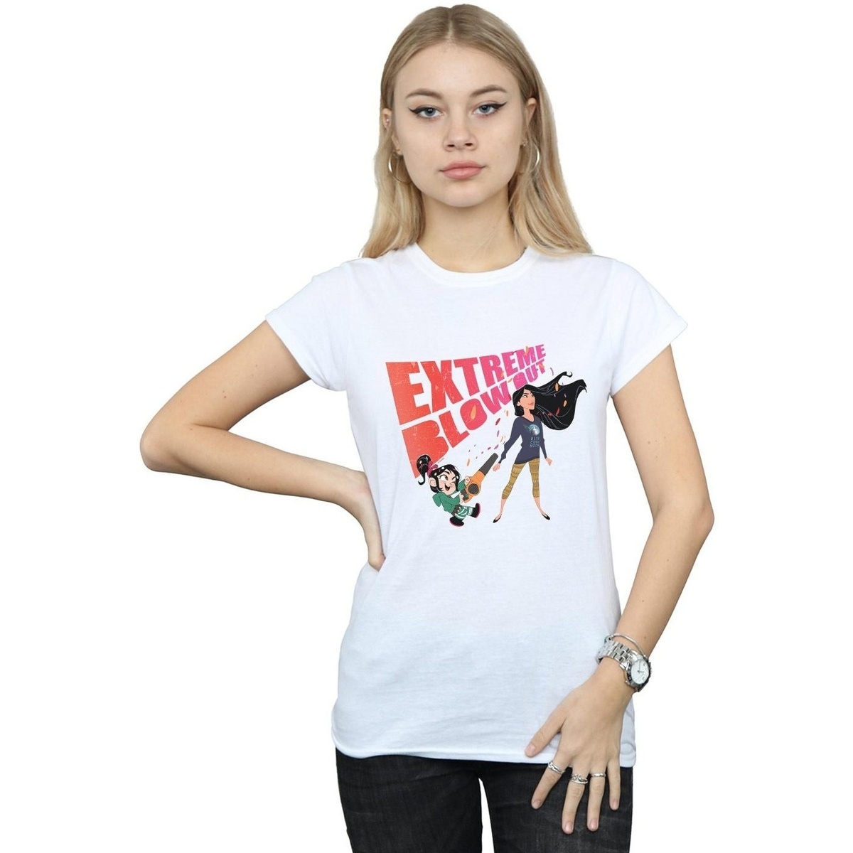 Abbigliamento Donna T-shirts a maniche lunghe Disney Wreck It Ralph Pocahontas And Vanellope Bianco