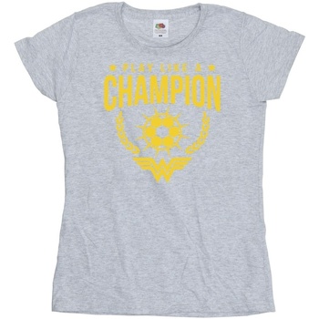 Abbigliamento Donna T-shirts a maniche lunghe Dc Comics Wonder Woman Play Like A Champion Grigio