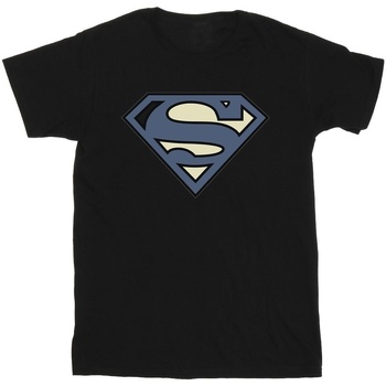 Abbigliamento Uomo T-shirts a maniche lunghe Dc Comics Superman Indigo Blue Logo Nero