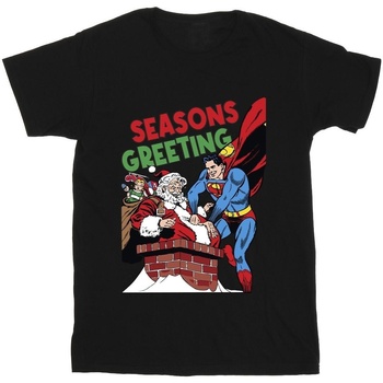 Abbigliamento Uomo T-shirts a maniche lunghe Dc Comics Superman Santa Comic Nero