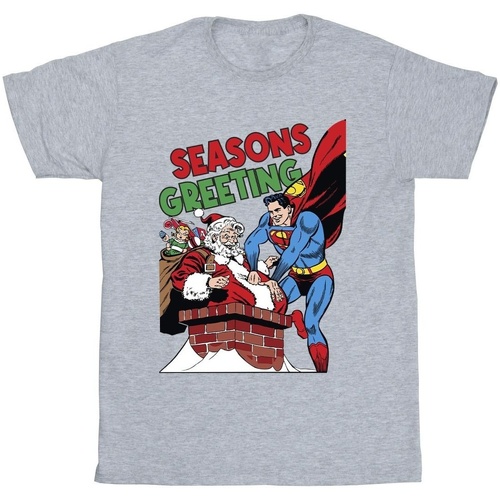 Abbigliamento Uomo T-shirts a maniche lunghe Dc Comics Superman Santa Comic Grigio