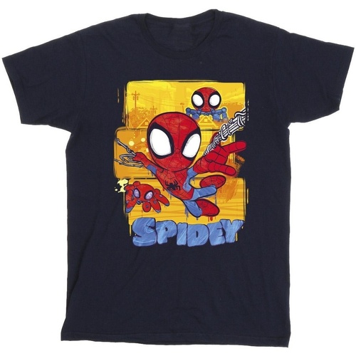 Abbigliamento Uomo T-shirts a maniche lunghe Marvel Spidey And His Amazing Friends Flying Blu