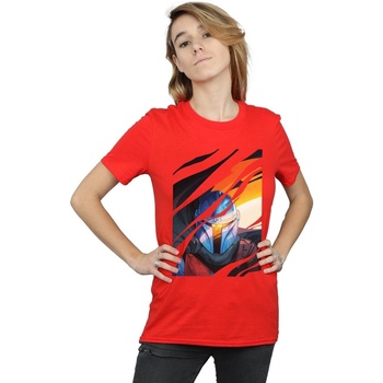 Abbigliamento Donna T-shirts a maniche lunghe Disney The Mandalorian Glare Rosso