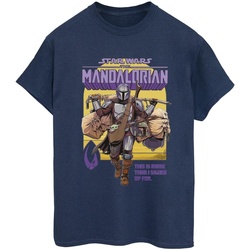 Abbigliamento Donna T-shirts a maniche lunghe Disney The Mandalorian More Than I Signed Up For Blu