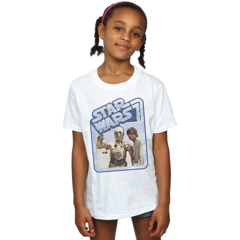 Abbigliamento Bambina T-shirts a maniche lunghe Disney Luke Skywalker And C-3PO Bianco