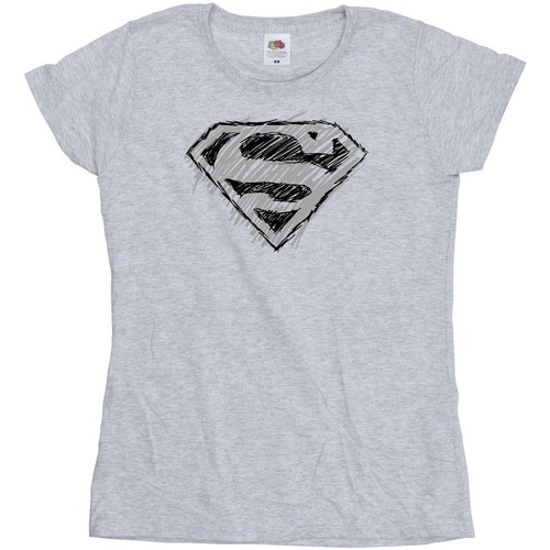 Abbigliamento Donna T-shirts a maniche lunghe Dc Comics Superman Logo Sketch Grigio