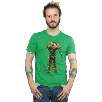 Abbigliamento Uomo T-shirts a maniche lunghe Disney Chewbacca Christmas Lights Verde