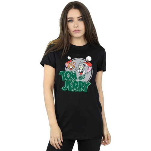 Abbigliamento Donna T-shirts a maniche lunghe Dessins Animés Christmas Greetings Nero