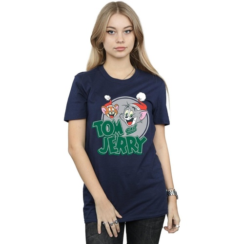Abbigliamento Donna T-shirts a maniche lunghe Dessins Animés Christmas Greetings Blu