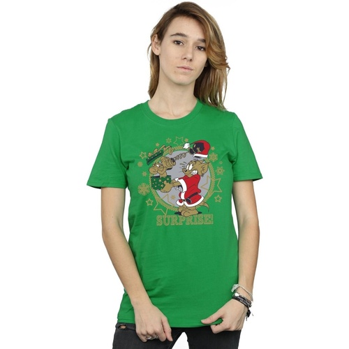 Abbigliamento Donna T-shirts a maniche lunghe Dessins Animés Christmas Surprise Verde