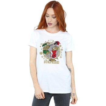 Abbigliamento Donna T-shirts a maniche lunghe Dessins Animés Christmas Surprise Bianco