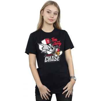 Abbigliamento Donna T-shirts a maniche lunghe Dessins Animés Cat & Mouse Chase Nero
