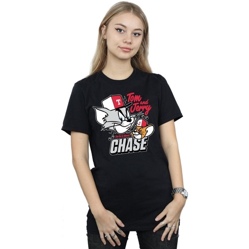 Abbigliamento Donna T-shirts a maniche lunghe Dessins Animés Cat & Mouse Chase Nero