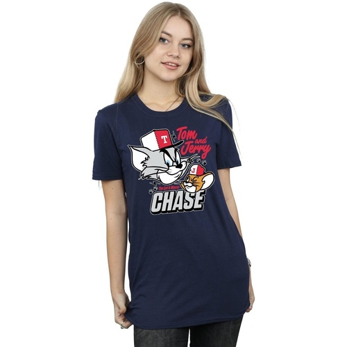 Abbigliamento Donna T-shirts a maniche lunghe Dessins Animés Cat & Mouse Chase Blu