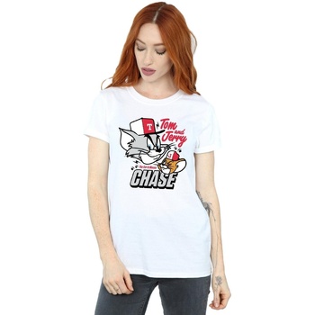 Abbigliamento Donna T-shirts a maniche lunghe Dessins Animés Cat & Mouse Chase Bianco