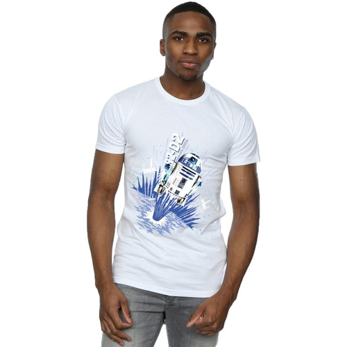 Abbigliamento Uomo T-shirts a maniche lunghe Disney R2-D2 Blast Off Bianco