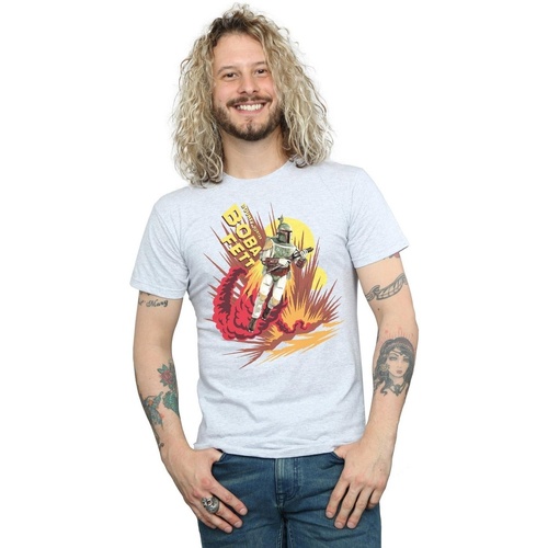 Abbigliamento Uomo T-shirts a maniche lunghe Disney Boba Fett Rocket Powered Grigio