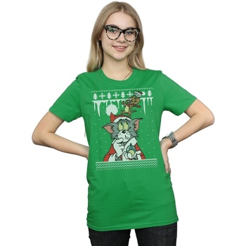 Abbigliamento Donna T-shirts a maniche lunghe Dessins Animés Christmas Fair Isle Verde
