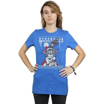 Abbigliamento Donna T-shirts a maniche lunghe Dessins Animés Christmas Fair Isle Blu