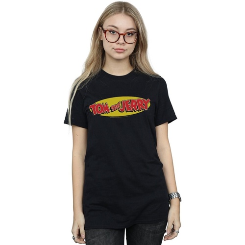 Abbigliamento Donna T-shirts a maniche lunghe Dessins Animés Inline Logo Nero