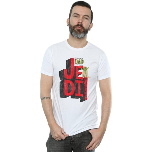 Abbigliamento Uomo T-shirts a maniche lunghe Disney Dad Jedi Master Bianco