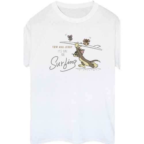 Abbigliamento Donna T-shirts a maniche lunghe Dessins Animés It's Time For Surfing Bianco