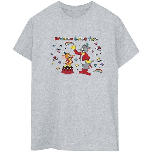 Abbigliamento Donna T-shirts a maniche lunghe Dessins Animés Wanna Have Fun Grigio