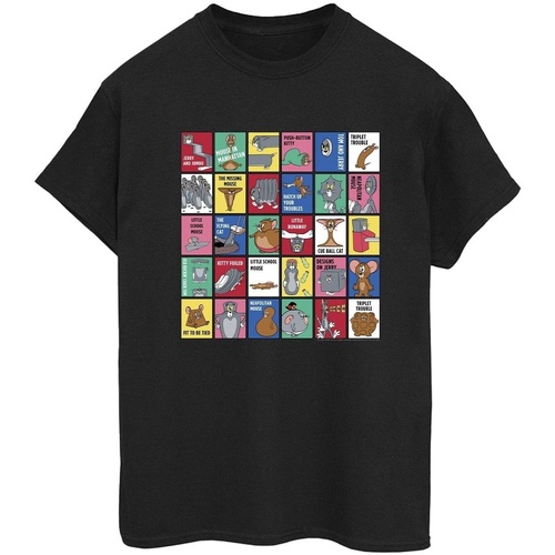 Abbigliamento Donna T-shirts a maniche lunghe Dessins Animés Grid Squares Nero