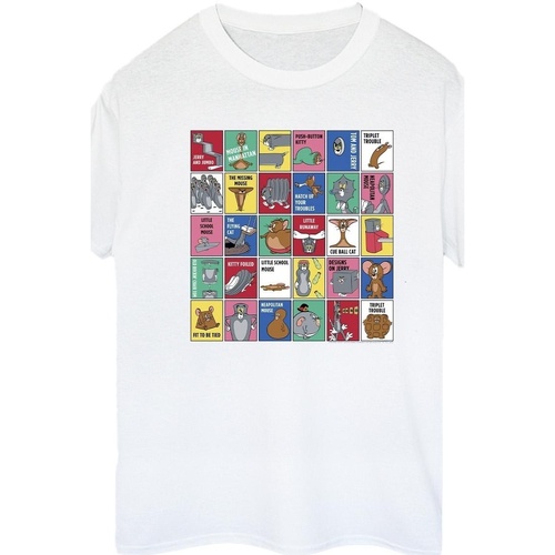 Abbigliamento Donna T-shirts a maniche lunghe Dessins Animés Grid Squares Bianco