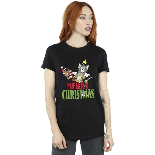 Abbigliamento Donna T-shirts a maniche lunghe Dessins Animés Merry Christmas Baubles Nero