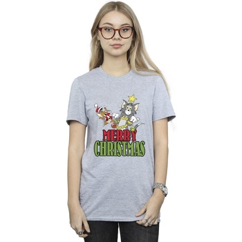 Abbigliamento Donna T-shirts a maniche lunghe Dessins Animés Merry Christmas Baubles Grigio