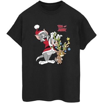 Abbigliamento Donna T-shirts a maniche lunghe Tom & Jerry Christmas Reindeer Nero