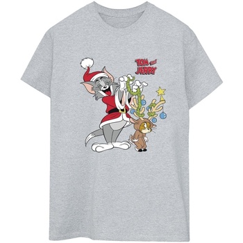 Abbigliamento Donna T-shirts a maniche lunghe Tom & Jerry Christmas Reindeer Grigio