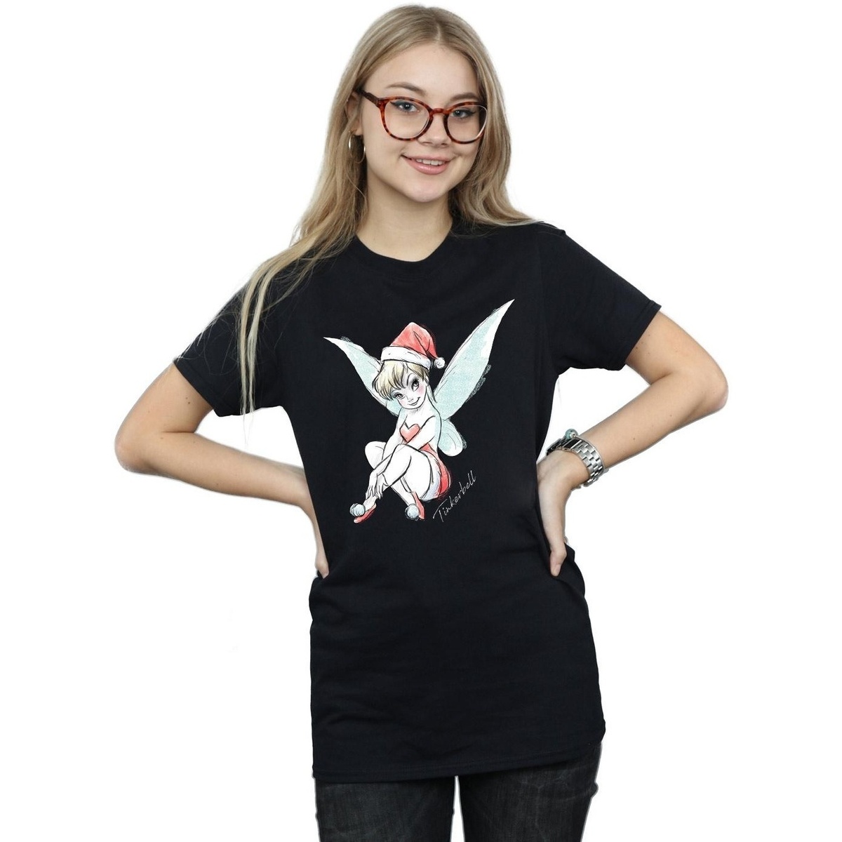 Abbigliamento Donna T-shirts a maniche lunghe Disney Tinkerbell Christmas Fairy Nero
