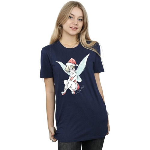 Abbigliamento Donna T-shirts a maniche lunghe Disney Tinkerbell Christmas Fairy Blu