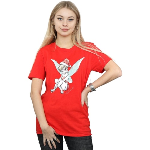 Abbigliamento Donna T-shirts a maniche lunghe Disney Tinkerbell Christmas Fairy Rosso