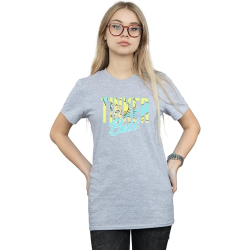 Abbigliamento Donna T-shirts a maniche lunghe Disney Tinker Bell Wording Infill Grigio