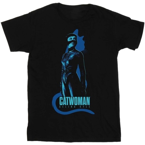Abbigliamento Donna T-shirts a maniche lunghe Dc Comics The Batman Catwoman Silhouette Nero