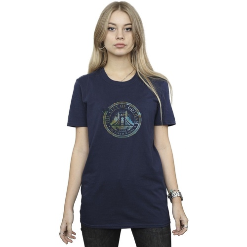 Abbigliamento Donna T-shirts a maniche lunghe Dc Comics The Batman City Of Gotham Magna Crest Blu