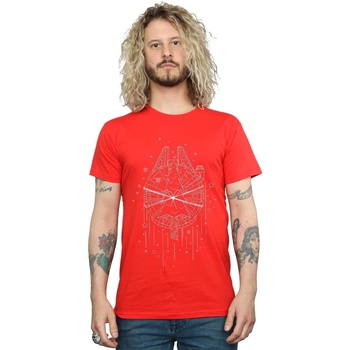 Abbigliamento Uomo T-shirts a maniche lunghe Disney Millennium Falcon Christmas Tree Delivery Rosso