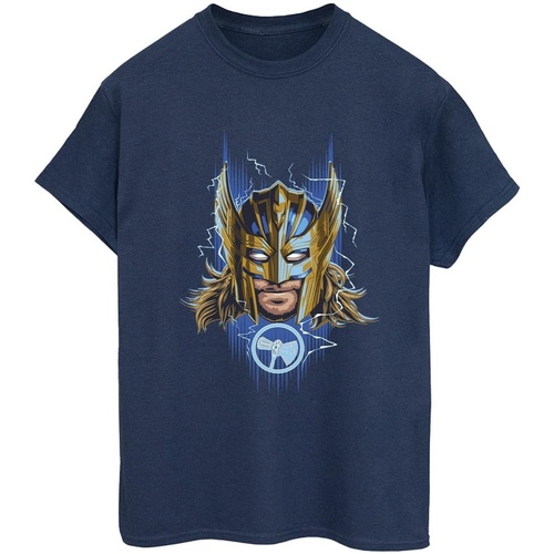 Abbigliamento Donna T-shirts a maniche lunghe Marvel Thor Love And Thunder Mask Blu