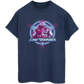 Abbigliamento Donna T-shirts a maniche lunghe Marvel Thor Love And Thunder Neon Badge Blu